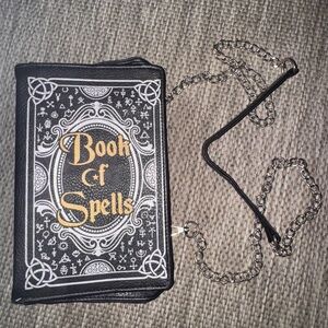 Book of Spells Black and Gold Chain Bag